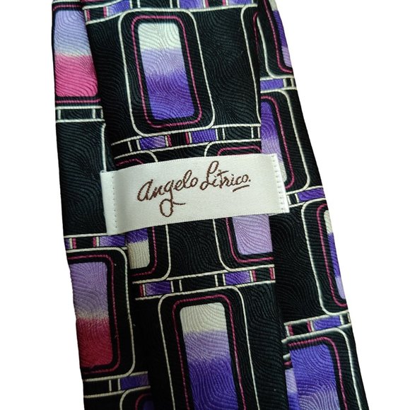 Angelo Litrico Mens Necktie C&A Silk Purple Black Abstract Ombre Statement Tie - Picture 4 of 7